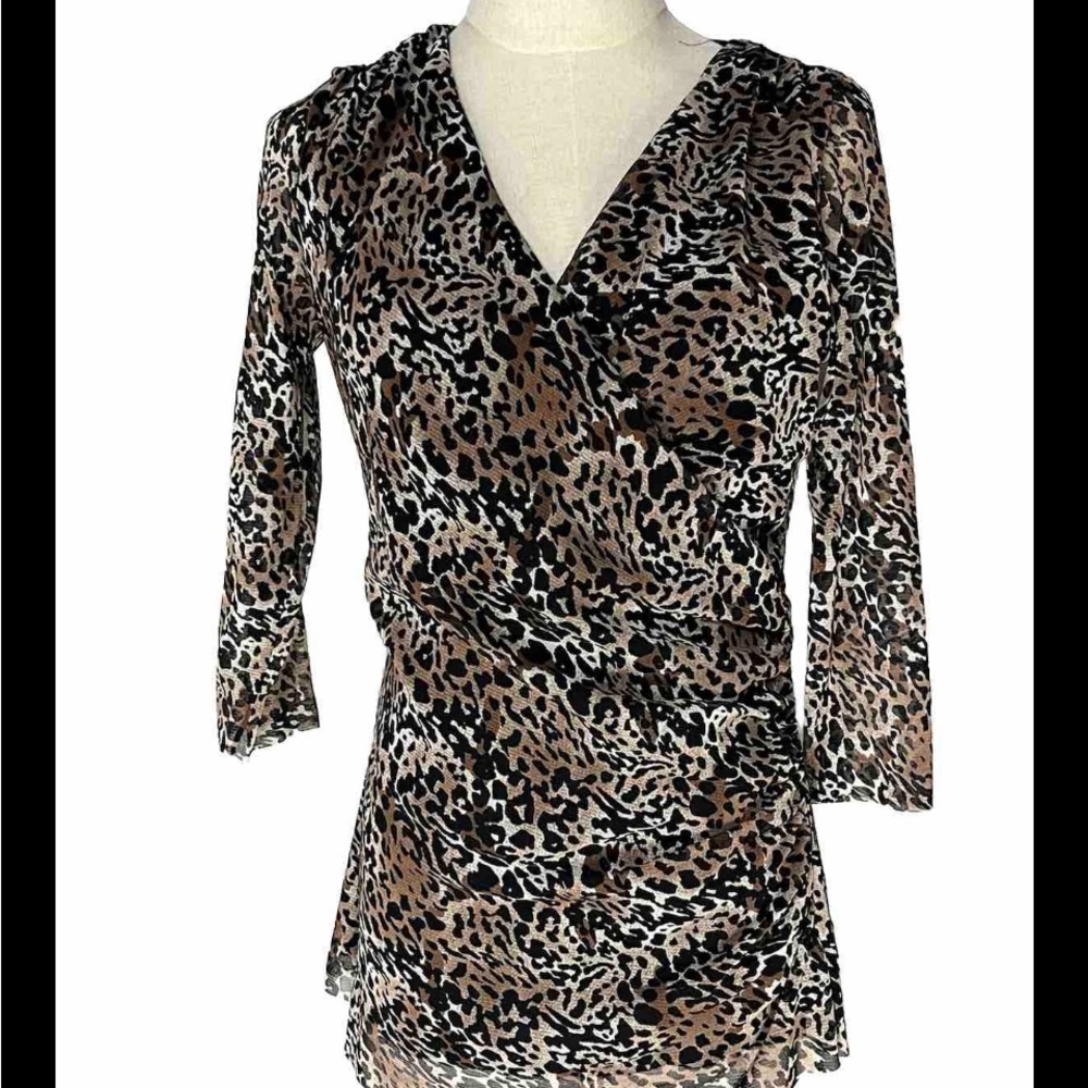 Elaua Kattau Shirt Women’s Large Brown Mesh Wrap Overlay Grunge